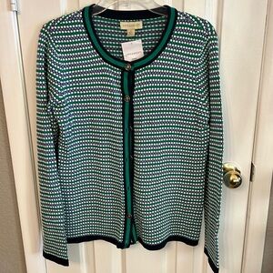Appleseeds Women’s (S) Multicolor Dot Striped Cardigan Soft Sweater NWT Classic